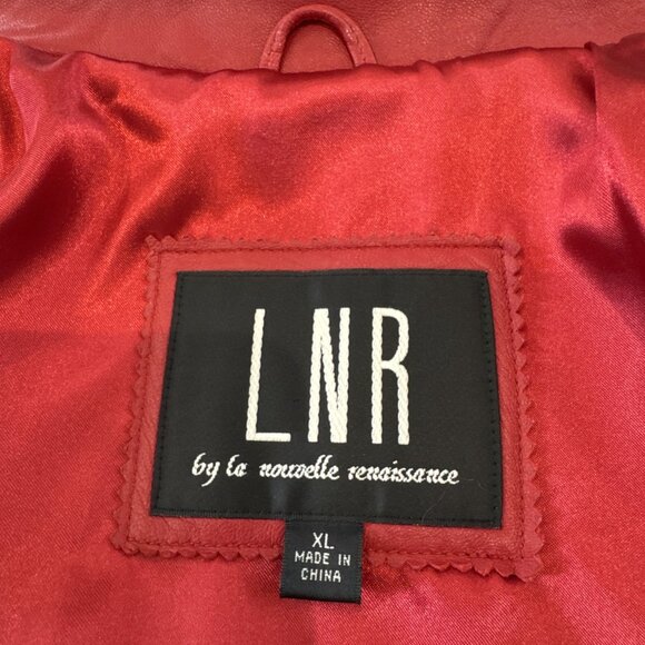 LNR Womens Red Leather Jacket With Zipper Front & High Collar XL - Picture 10 of 14